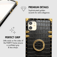 Load image into Gallery viewer, iPhone Case with Ring &quot;Alpha&quot; | Croco phone case by PURITY
