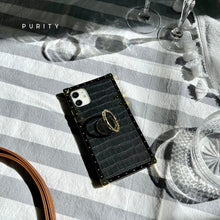 Load image into Gallery viewer, iPhone Case with Ring &quot;Alpha&quot; | Croco phone case by PURITY
