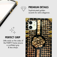 Load image into Gallery viewer, Black and gold houndstooth iPhone case &quot;Bijou&quot; by PURITY
