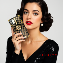 Load image into Gallery viewer, Black and gold houndstooth iPhone case &quot;Bijou&quot; by PURITY
