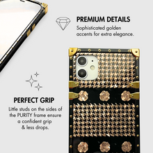 Load image into Gallery viewer, Black and gold houndstooth iPhone case &quot;Jolie&quot; by PURITY
