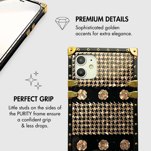 Black and gold houndstooth iPhone case "Jolie" by PURITY