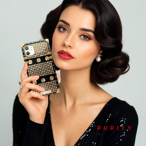 Black and gold houndstooth iPhone case "Jolie" by PURITY