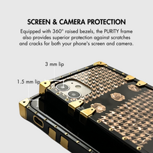 Load image into Gallery viewer, Black and gold houndstooth iPhone case &quot;Jolie&quot; by PURITY
