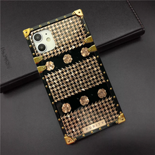 Load image into Gallery viewer, Black and gold houndstooth iPhone case &quot;Jolie&quot; by PURITY
