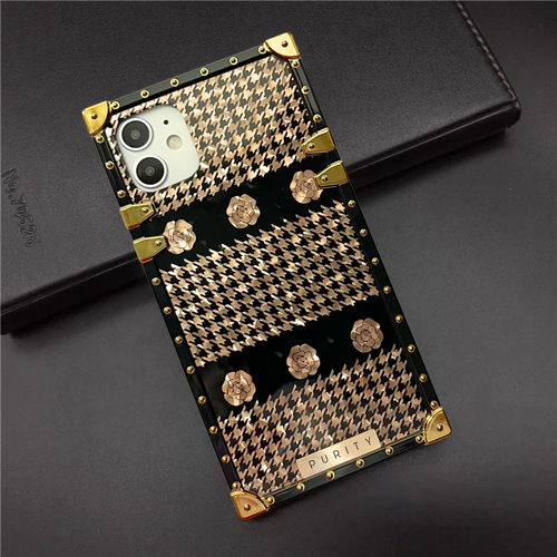 Black and gold houndstooth iPhone case 