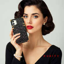 Load image into Gallery viewer, Black Glitter iPhone case &quot;Minuit&quot; by PURITY
