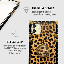 Load image into Gallery viewer, iPhone Case with Ring &quot;Power&quot; | Cheetah print square iPhone Case by PURITY
