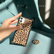 Load image into Gallery viewer, iPhone Case with Ring &quot;Power&quot; | Cheetah print square iPhone Case by PURITY
