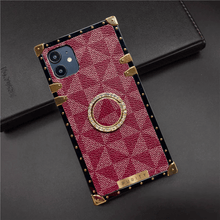 Load image into Gallery viewer, iPhone Case with Ring &quot;Prestige&quot; | Burgundy Checkered Phone Case | PURITY
