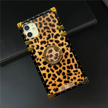 Load image into Gallery viewer, iPhone Case with Ring &quot;Power&quot; | Cheetah print square iPhone Case by PURITY 
